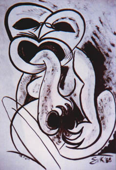 Maori influenced drawing by Sonja van Kerkhoff