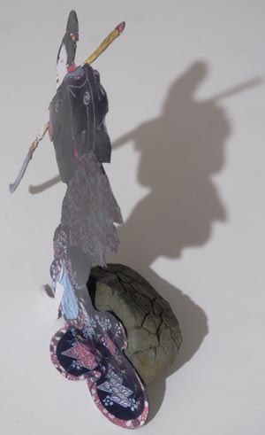 she, onna-bugeisha, a self standing print on layers of rag paper by Sonja van Kerkhoff